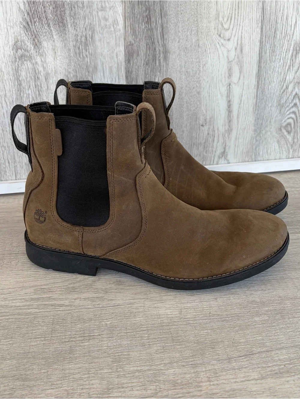 Timberland Stormbucks Chelsea Boots Mens 13 Brown Nubuck Leather Western EUC